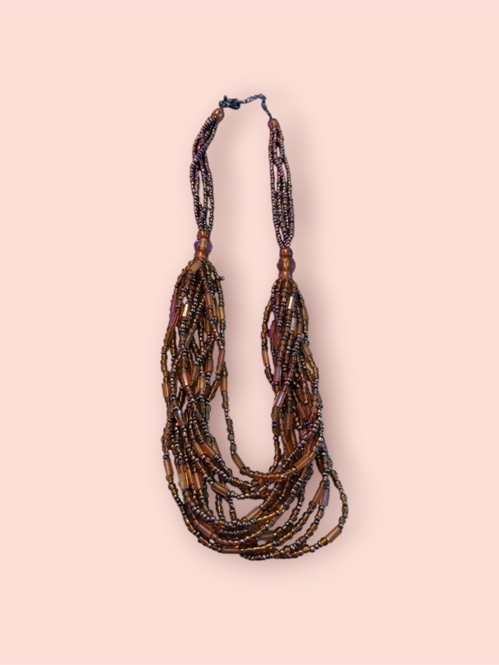 Beaded Multi-Strand Amber Statement Necklace